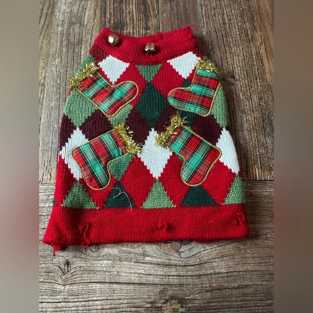 Festive Red and Green Dog Sweater